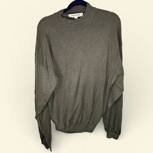 Pronto-Uomo Mock Neck Sweater Silk/Cotton Brown Sweater Men Size Large